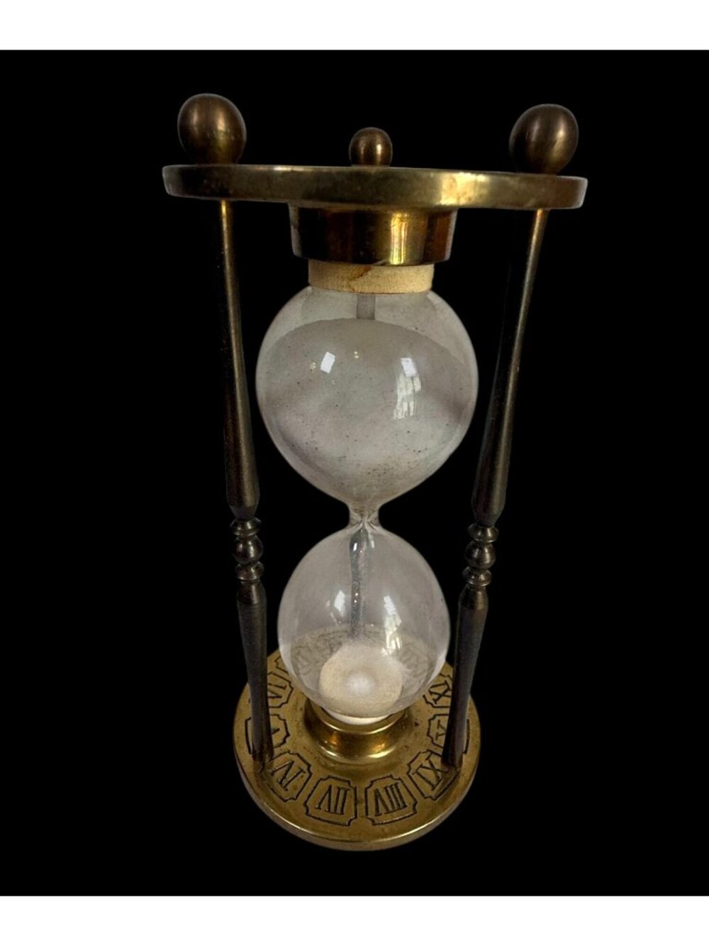Brass Hourglass Sand Timer Zodiac Roman Numeral Gothic Astrology Curiosity Cabin - Picture 2 of 8